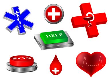 Emergency. Vector collection 3d medical icons clipart