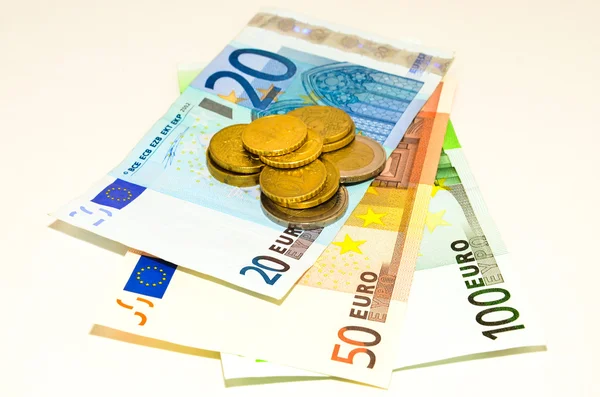 stock image Euro coins and banknotes
