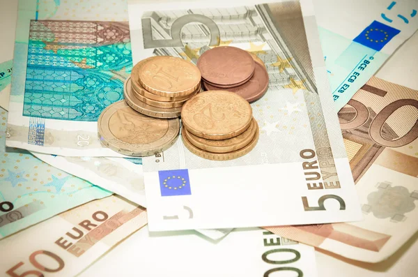 Euromønter og sedler - Stock-foto