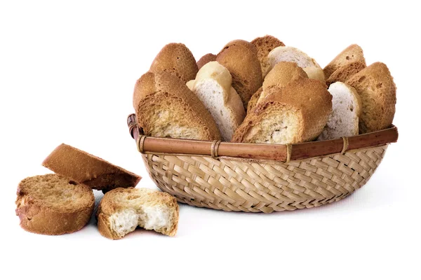 stock image A basket with several slices of toasted bread