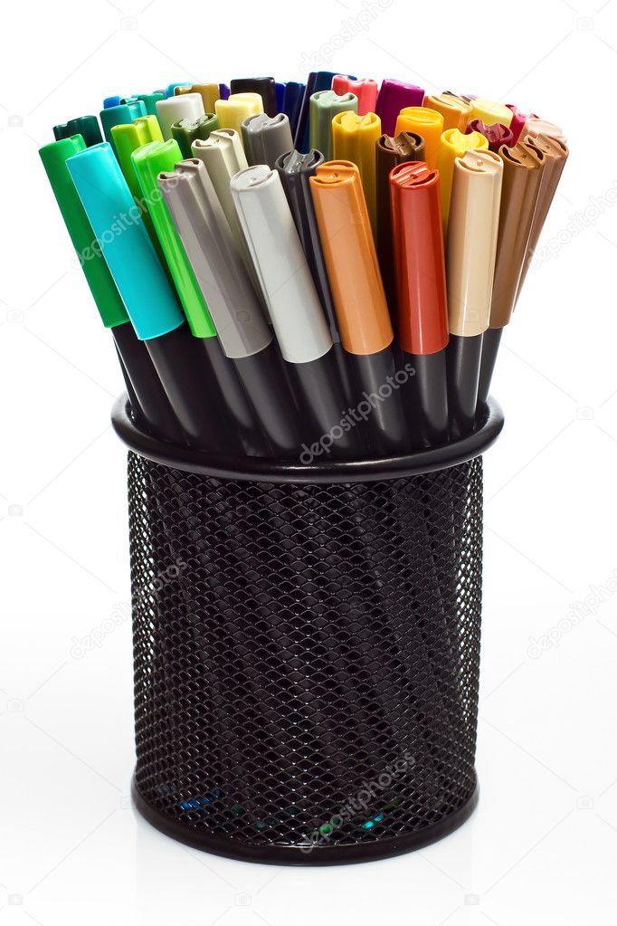 Markers in pencil holder