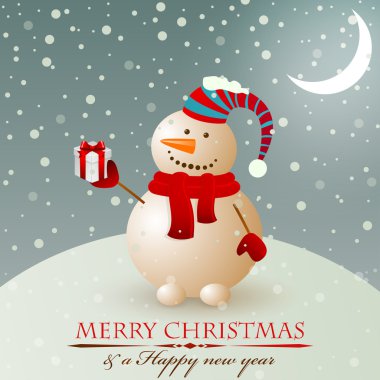 Christmas vintage snowman. clipart