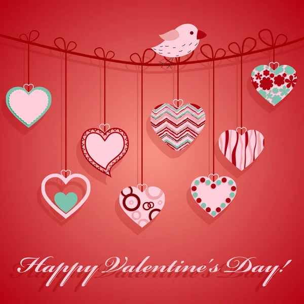 Valentin-nap rózsaszín szív lóg. — Stock Vector