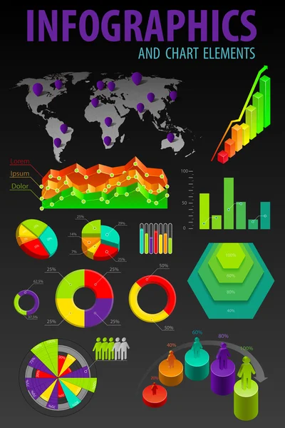 Nastavit prvky infografiky. Světová mapa a informační grafika. — Stockový vektor