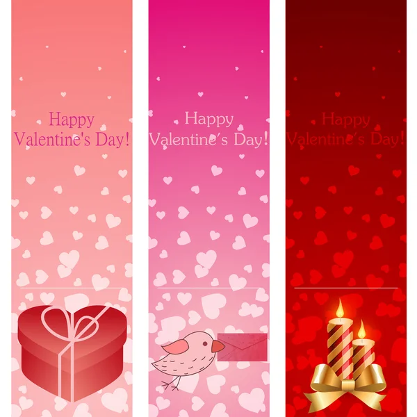San Valentín banderas verticales rosadas . — Archivo Imágenes Vectoriales