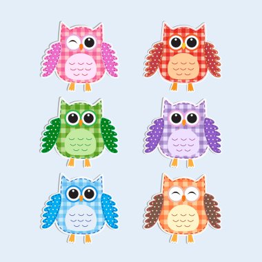 Colorful owls clipart