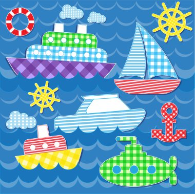 Sea transport stickers clipart