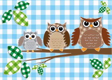 Family of owls clipart