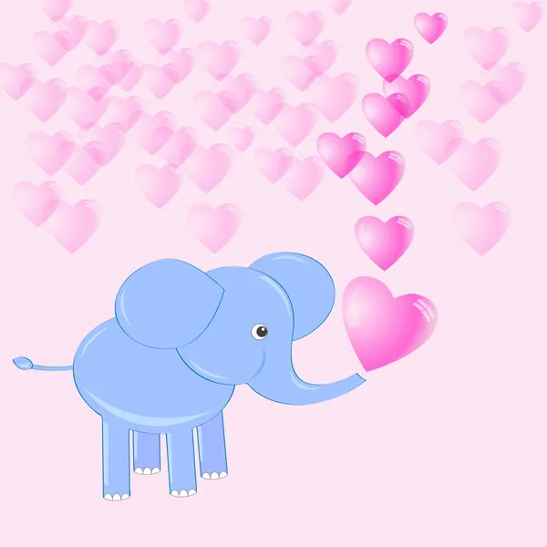 Детеныш слона делает мыльное сердце — стоковый вектор