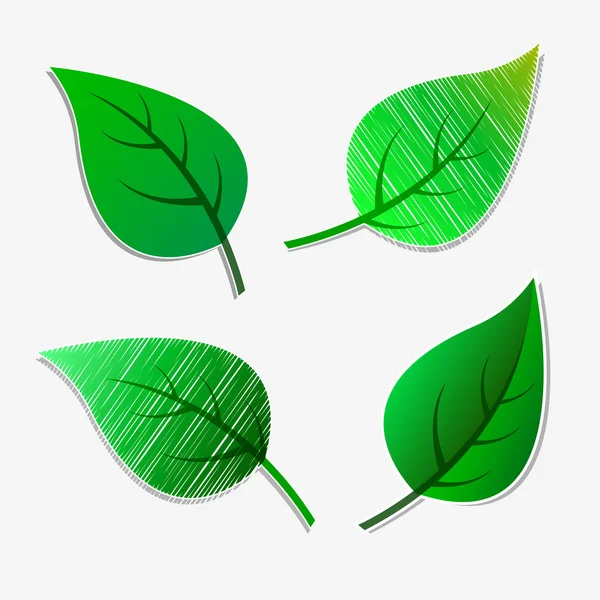 stock vector Green leaves stickers