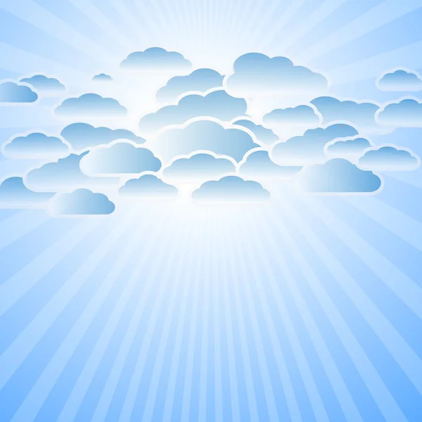 Wolken en zonnestralen — Stockvector