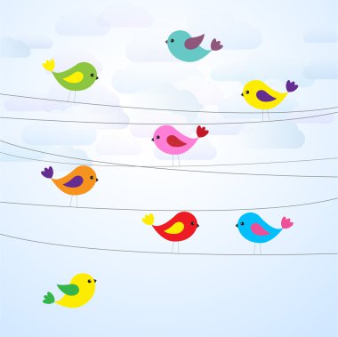 Birds on wires clipart