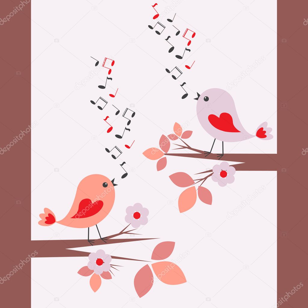 Cute birds singing