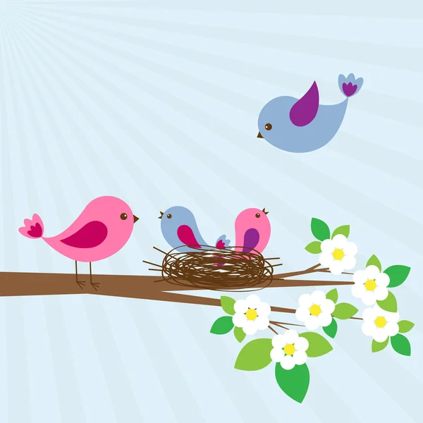 Familia de aves — Vector de stock