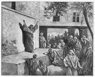 Micah the Moreshite prophet preaching to the Israelites clipart