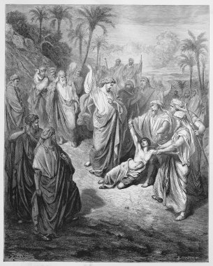 Jesus heals an epileptic clipart