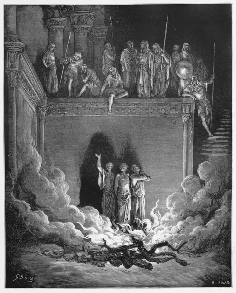 Shadrach, Meshach, and Abednego in the Fiery Furnace — Stock Photo, Image