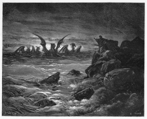 Видение Даниила о четырех чудовищах — стоковое фото