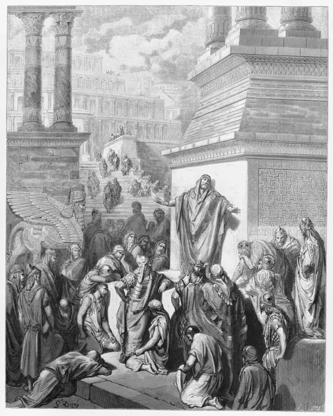 Jonah preaching to the Ninevites — Stock Photo, Image