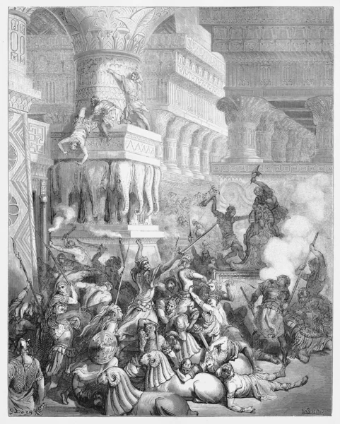Jonathan niszczy świątyni Dagona — Zdjęcie stockowe
