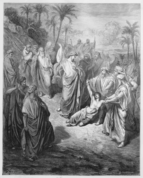 Jesus heals an epileptic — Stock Photo, Image
