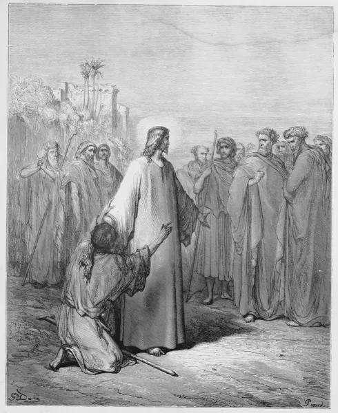 Jesus healing the demoniac boy — Stock Photo, Image