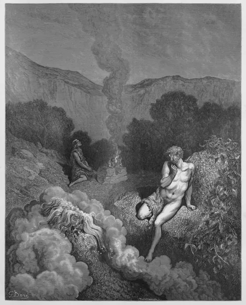 Kain a abel, nabízí své oběti — Stock fotografie