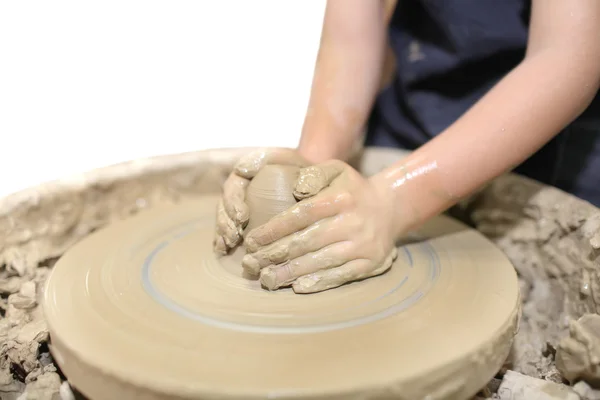 Molding clay and hands — Stock Photo, Image