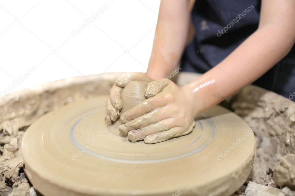 Molding clay and hands