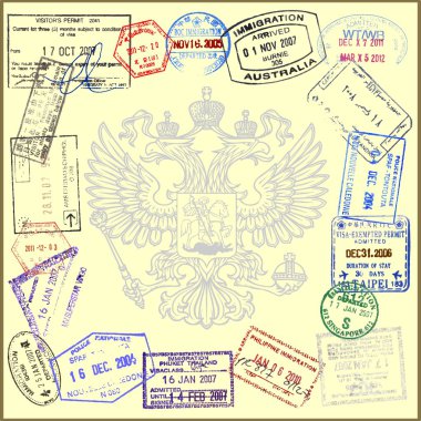 Passport with stamps clipart