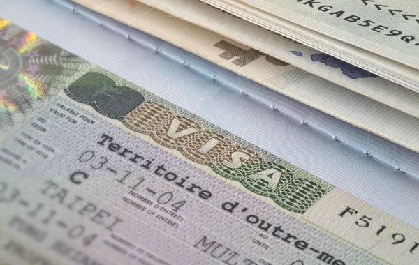 Schengen visa on the passport — Stock Photo, Image