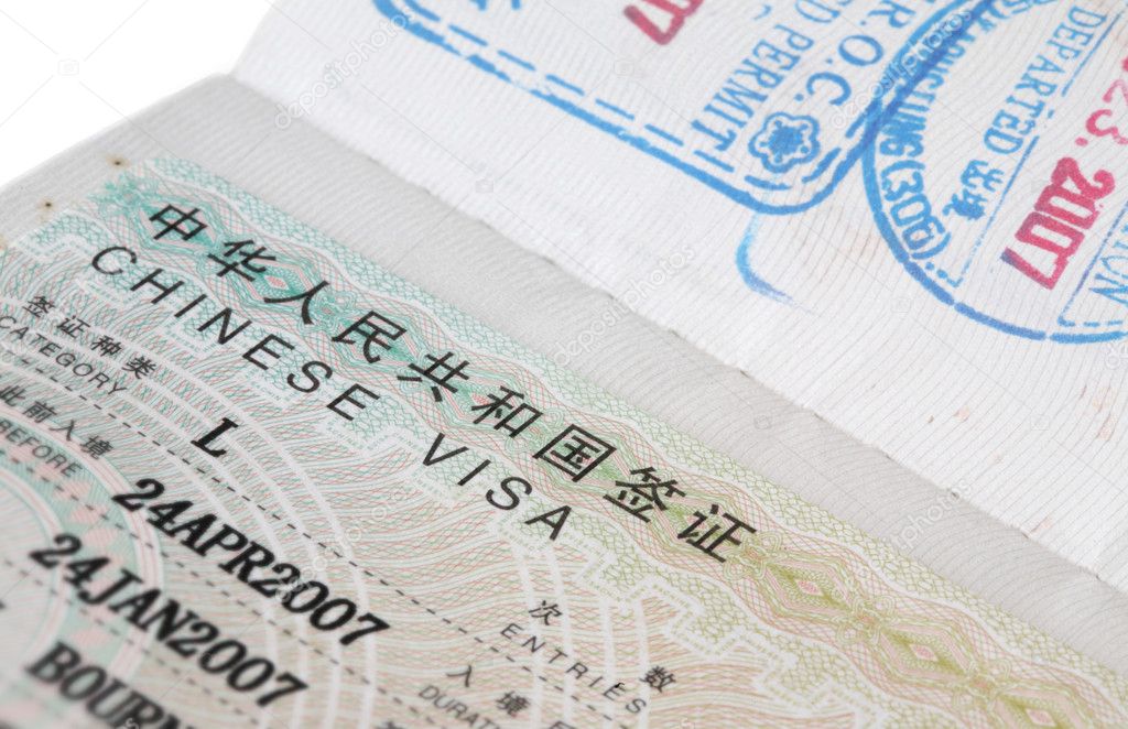 Chinese visa on the passport