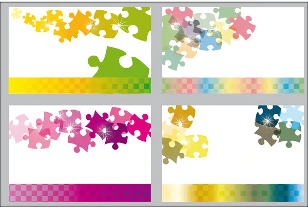 stock vector Puzzle card set