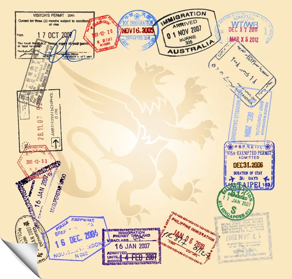 Travel visa stamps — Stock Vector