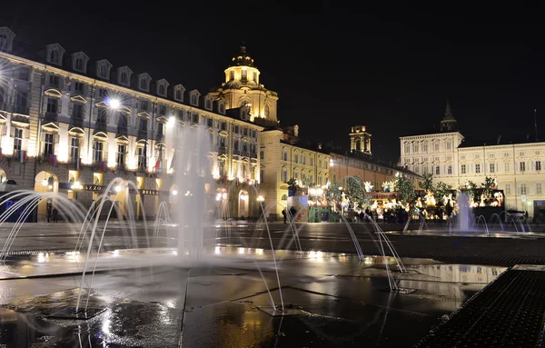 Piazza Castello in Turin at night — Stock Photo, Image