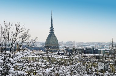 Winter cityscape: Mole Antonelliana and Turin, Italy clipart