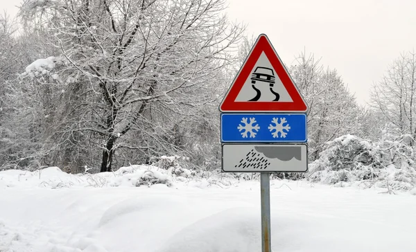 stock image Danger street sign for severe weather conditions