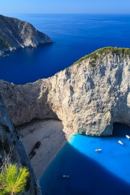 Zakynthos, Yunanistan 'daki Navagio plajı.