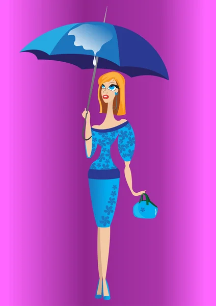 Pigen med en paraply2 – Stock-vektor