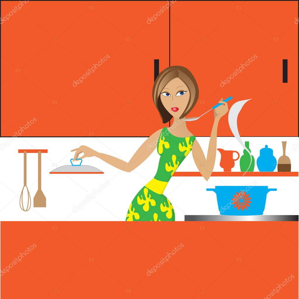 The girl in kitchen