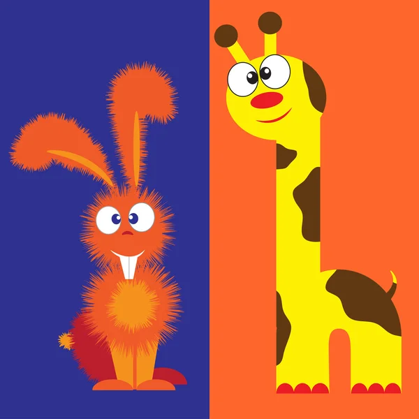 Giraffe and hare — Stock Vector