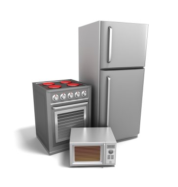 Kitchen electronics over white clipart