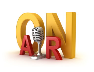 On Air word and microphone 3d concept clipart