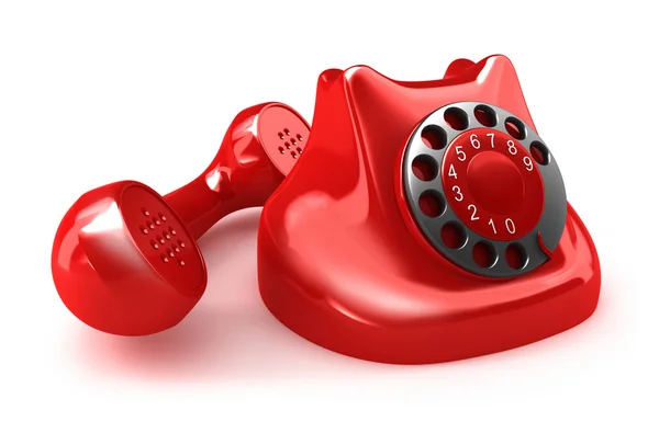 โทรศัพท์ย้อนยุคสีแดง มุมมองด้านหน้า . — ภาพถ่ายสต็อก