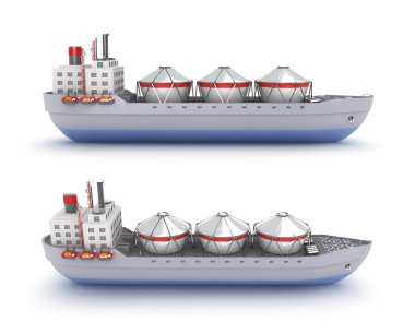 Oil tanker ship on white background clipart