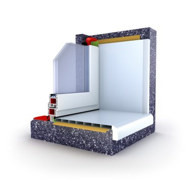 Section of a window construction model clipart