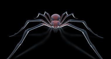 Scary spider black widow over black surface clipart