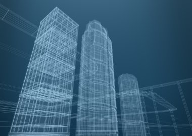 City of skyscrapers in shapes clipart