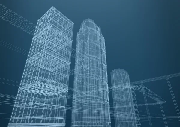 City of skyscrapers in shapes — Stock Photo, Image
