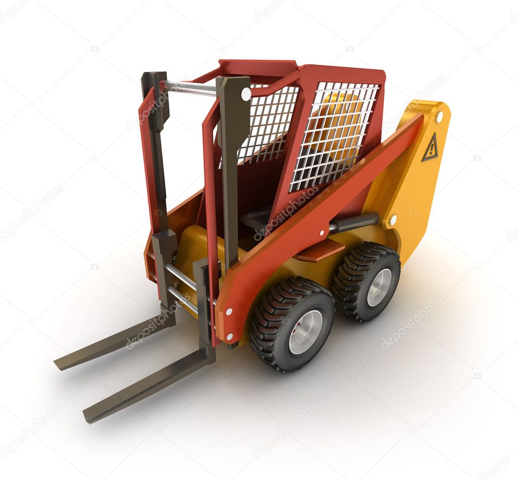 Forklift machine, isolated on white. 3D render.